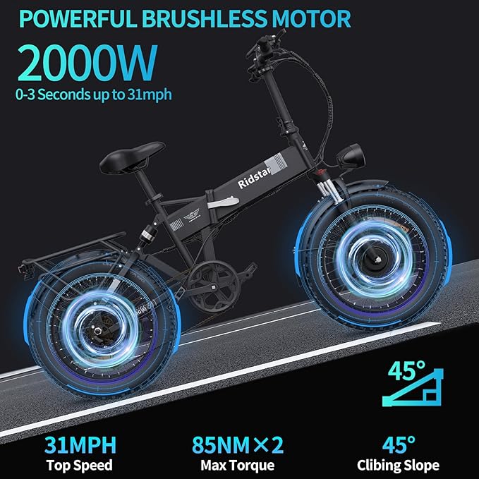 Ridstar® H20Pro 2000W Folding Electric Bike - Image 2