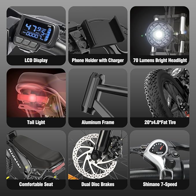 Ridstar® Q20 Lite 1000W Fat Tire Electric Motorcycles - Image 5
