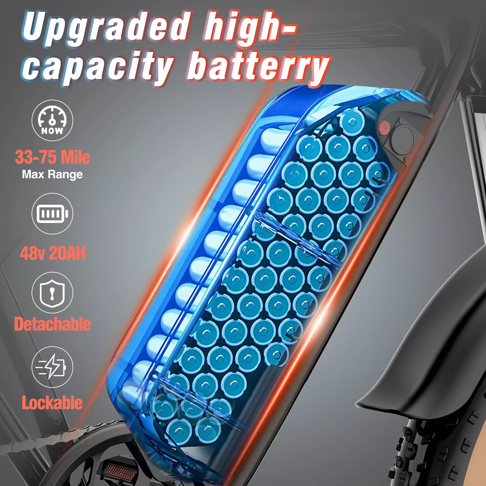 Ridstar® Q20Luxe 1500W 48V 20Ah Battery 20''Fat Tire Mountain Electric Bike for Adult - Image 4